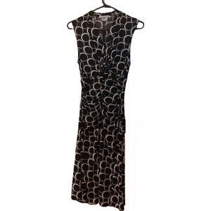La Belle Cocktail Dress | Black with Cream Circles | Size Medium